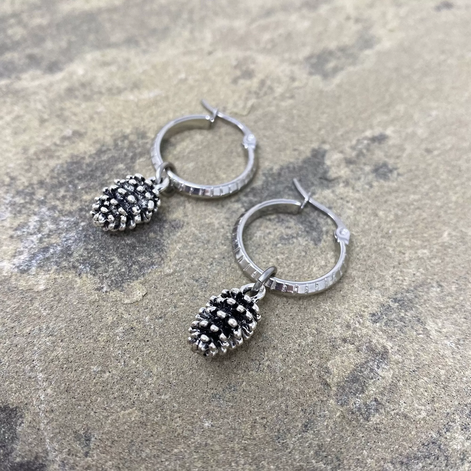 TAWNYA silver charm hoop earrings