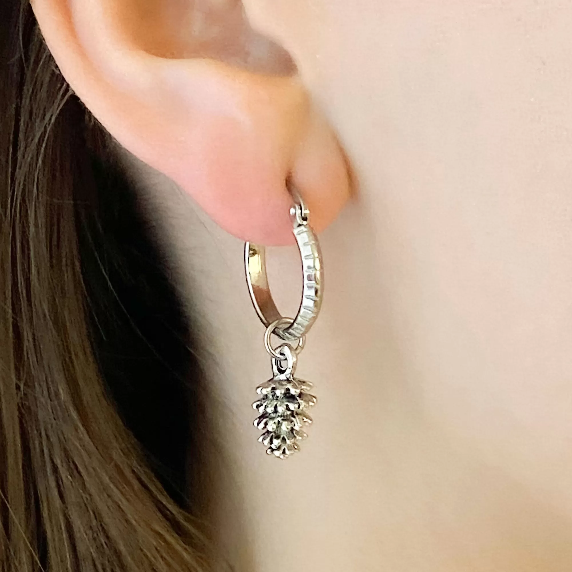 TAWNYA silver charm hoop earrings