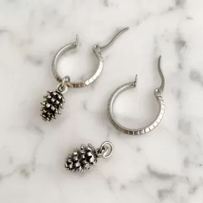 TAWNYA silver charm hoop earrings