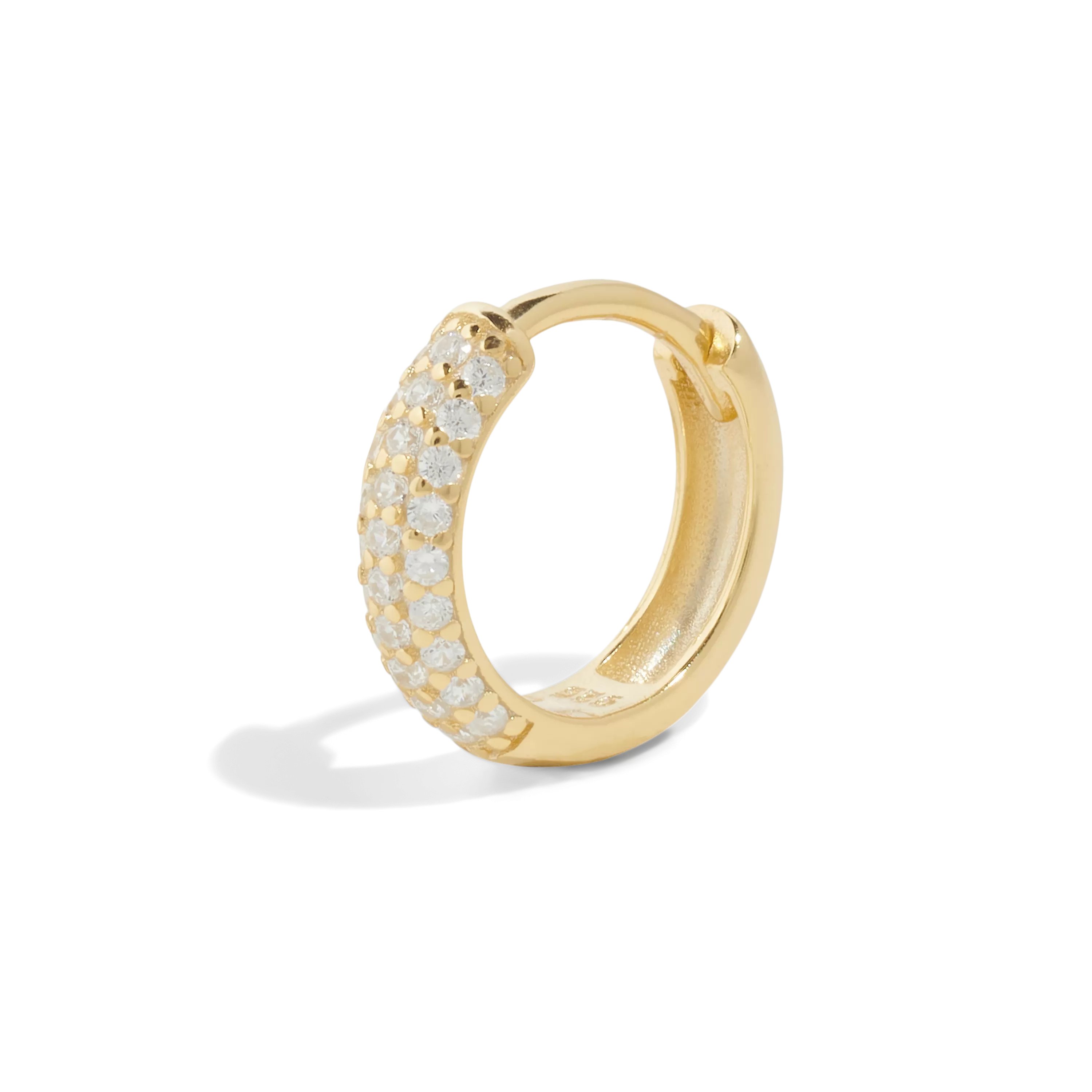 THE AURORA HUGGIE HOOP - Solid 14k yellow gold