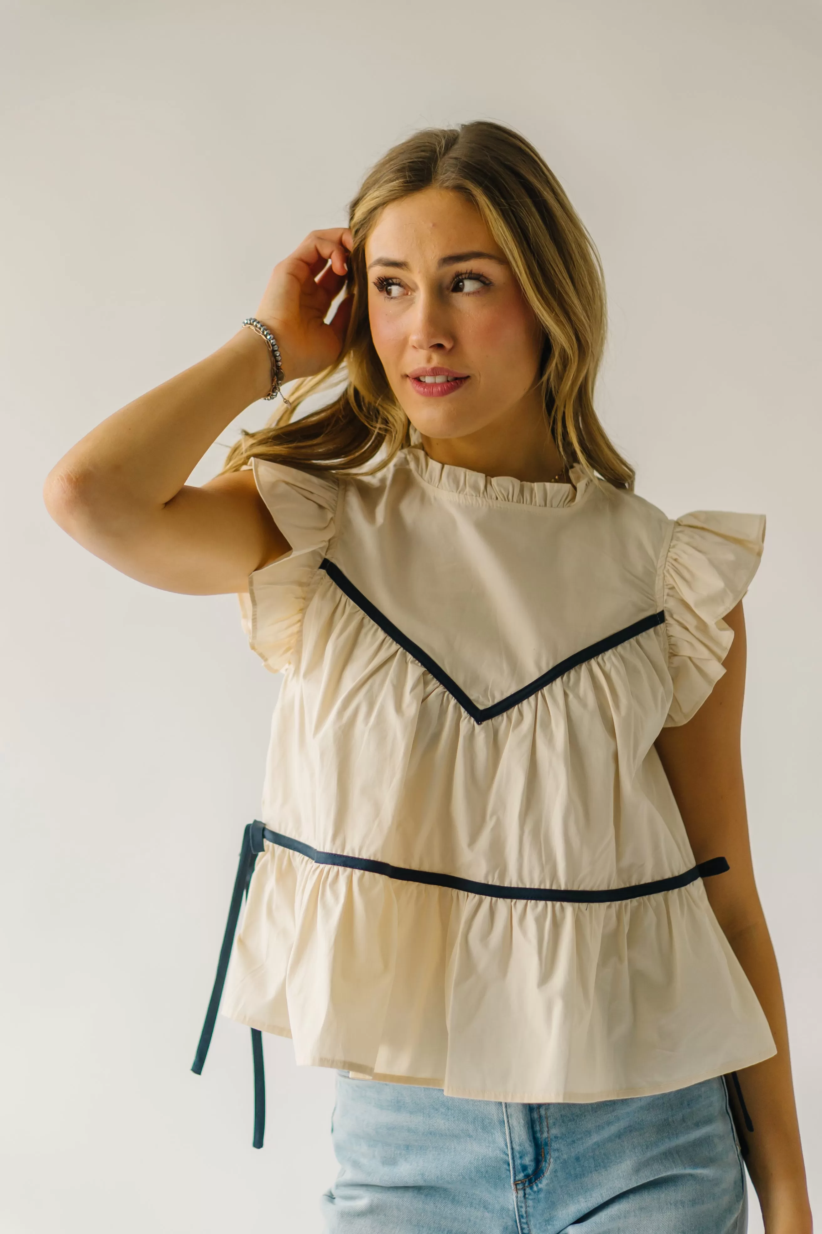 The Terrick Ruffle Detail Blouse in Ivory