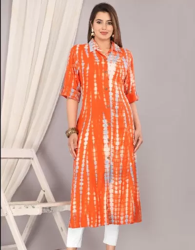 Tie Dye A-Line Cotton  Kurti 1Pc