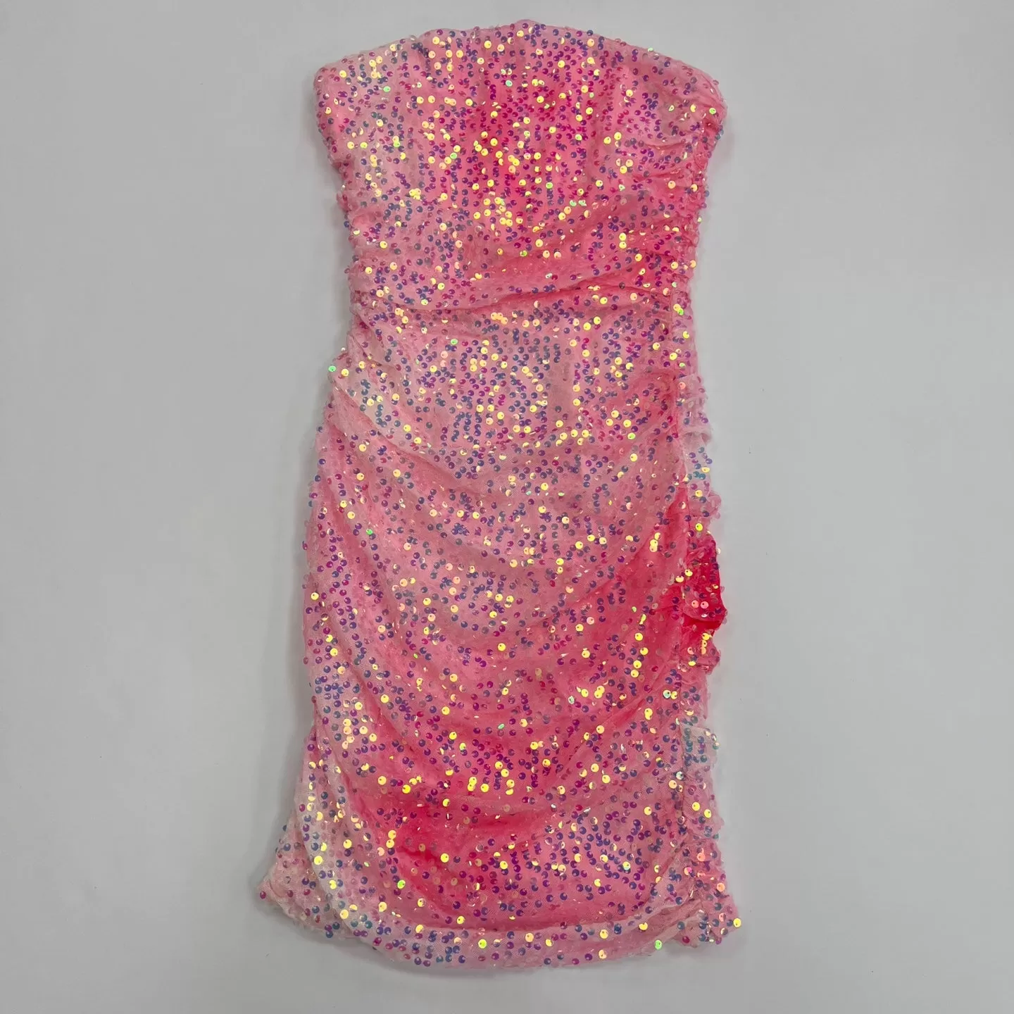 Tie Dye Sequin Embellised Strapless Mini Dress