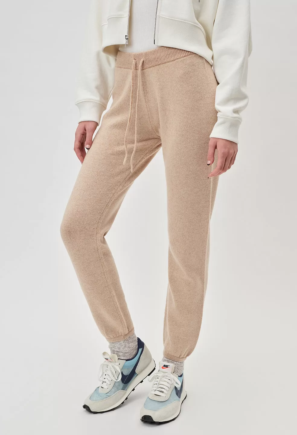 Two Tone Cashmere Sweatpants / Camel X Almond