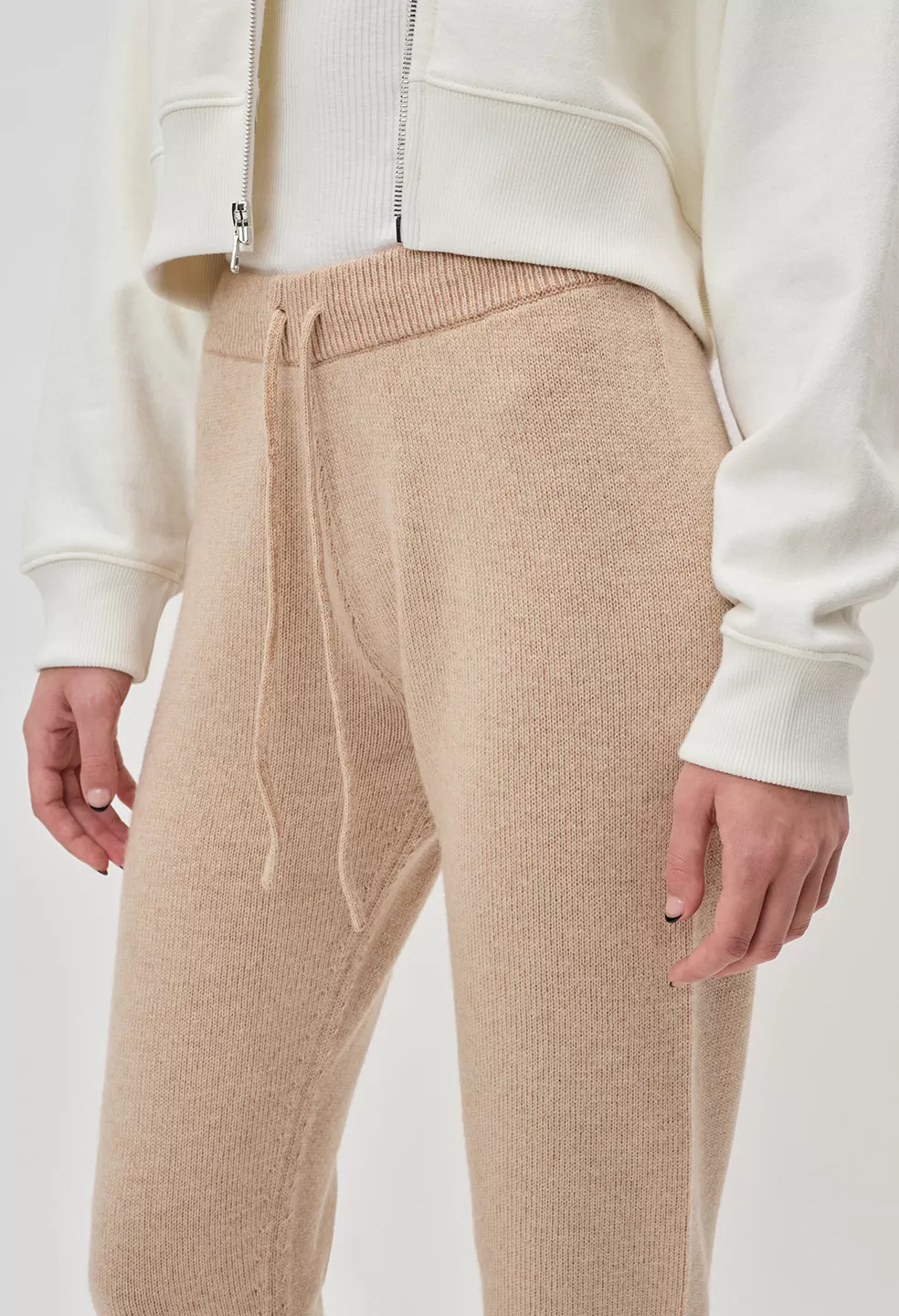 Two Tone Cashmere Sweatpants / Camel X Almond