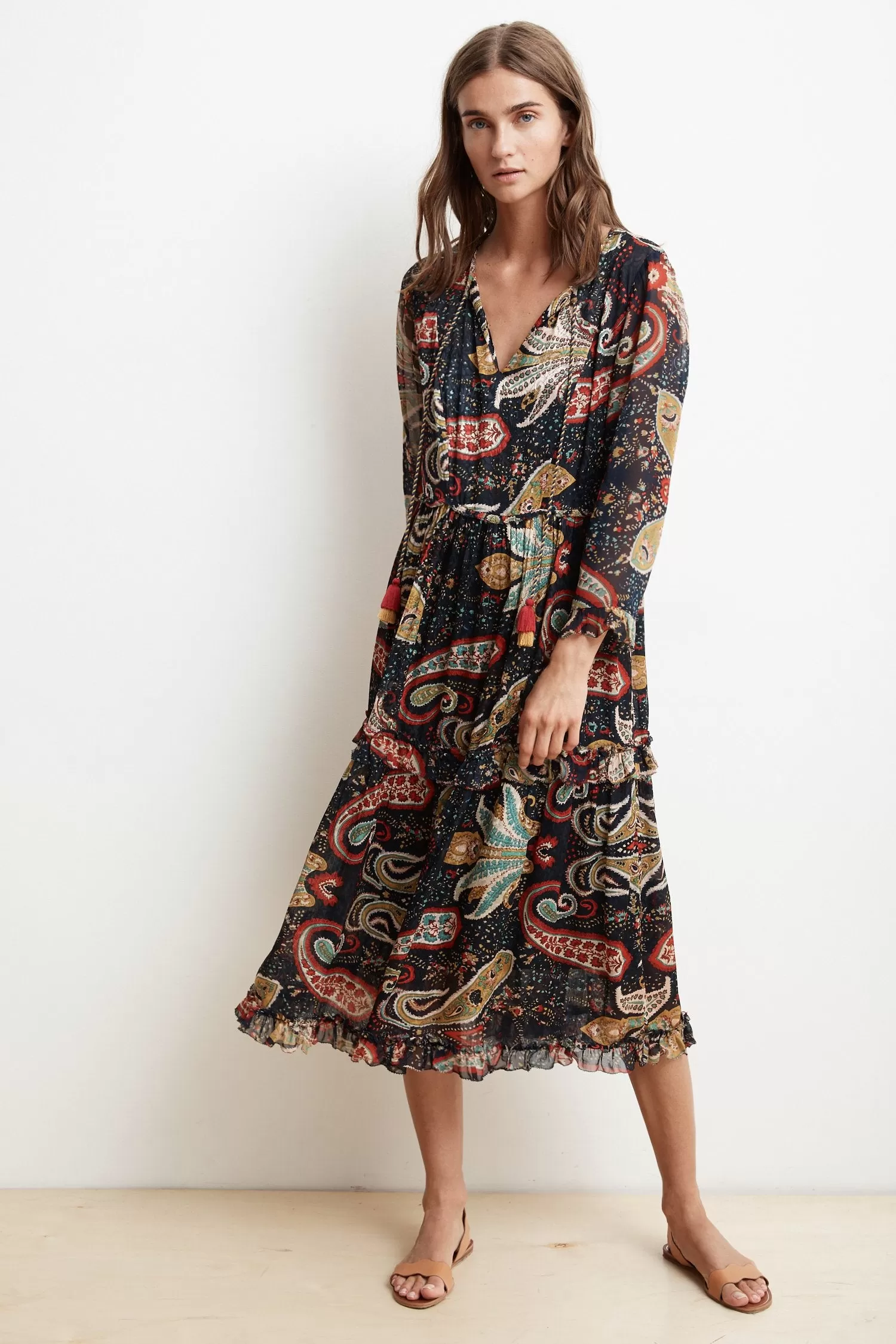 Velvet vestido Glimmer in paisley- Multicolor