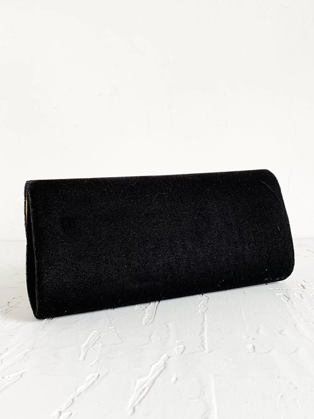 Victoria's Secret Black Velvet Clutch With Gold Heart