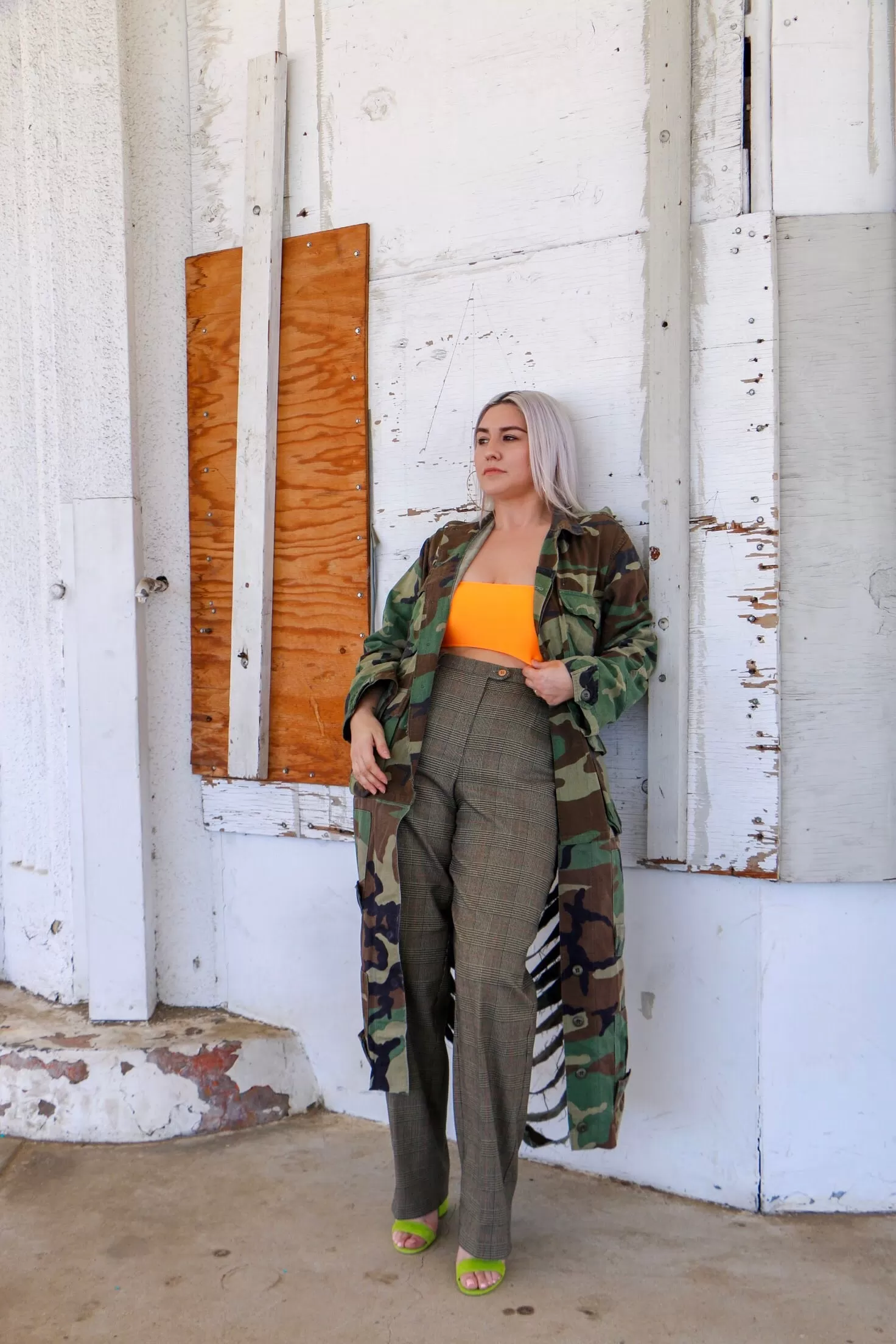 Vintage Adult Trench Camouflage Jacket with or without Distressed Back