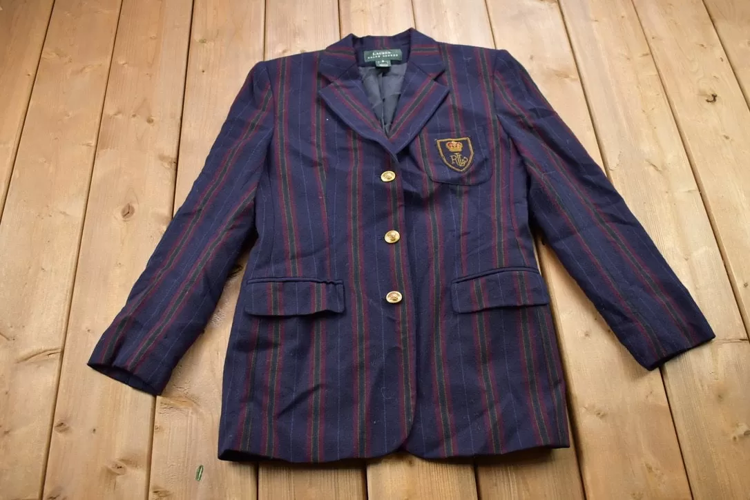 Vintage Ralph Lauren Pinstripe Button Up Blazer / Vintage Ralph Lauren / Lauren Blazer / Board School / Casual Wear / Made In USA / Polo