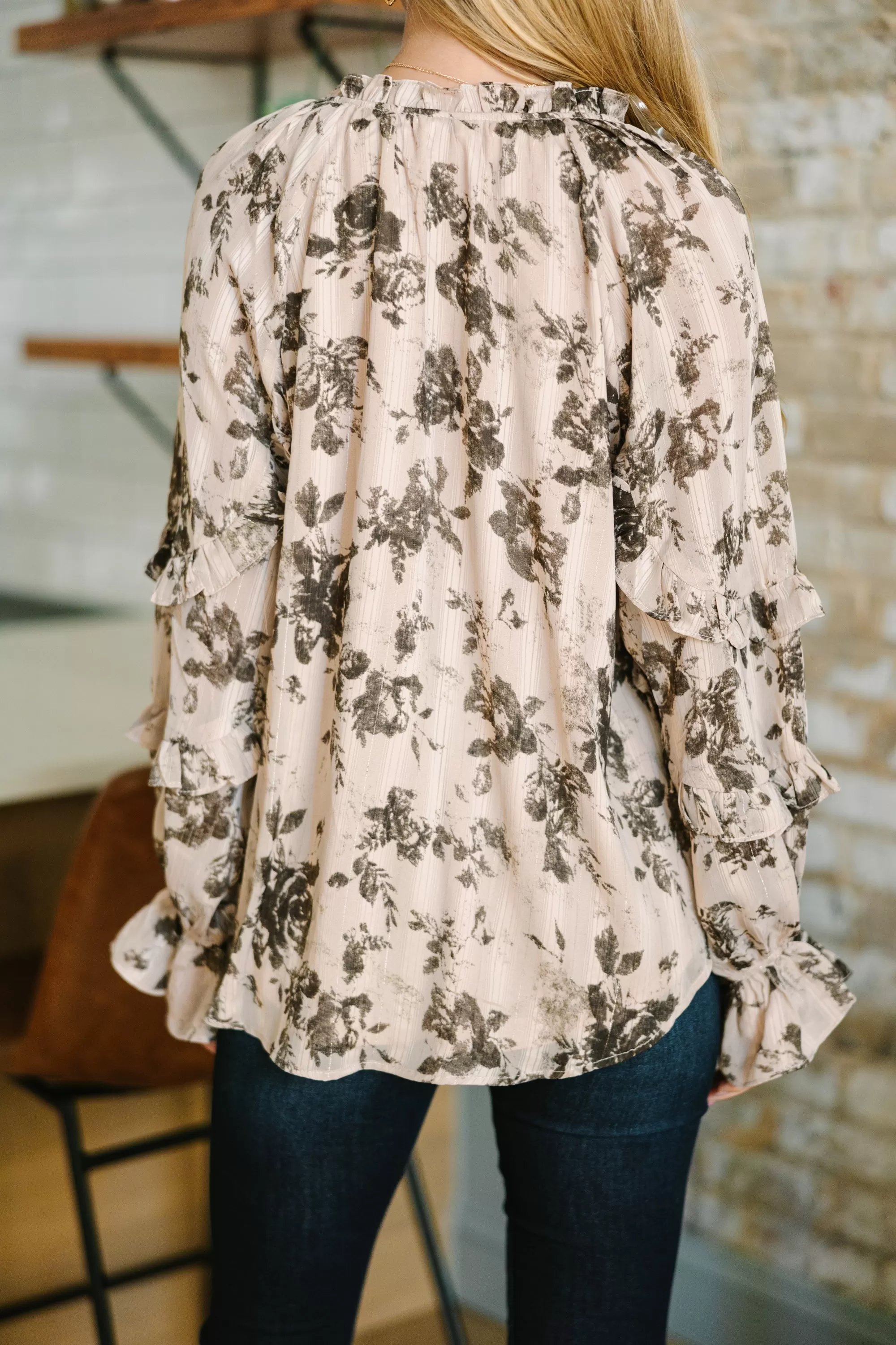 Waiting For You Mocha Brown Floral Blouse