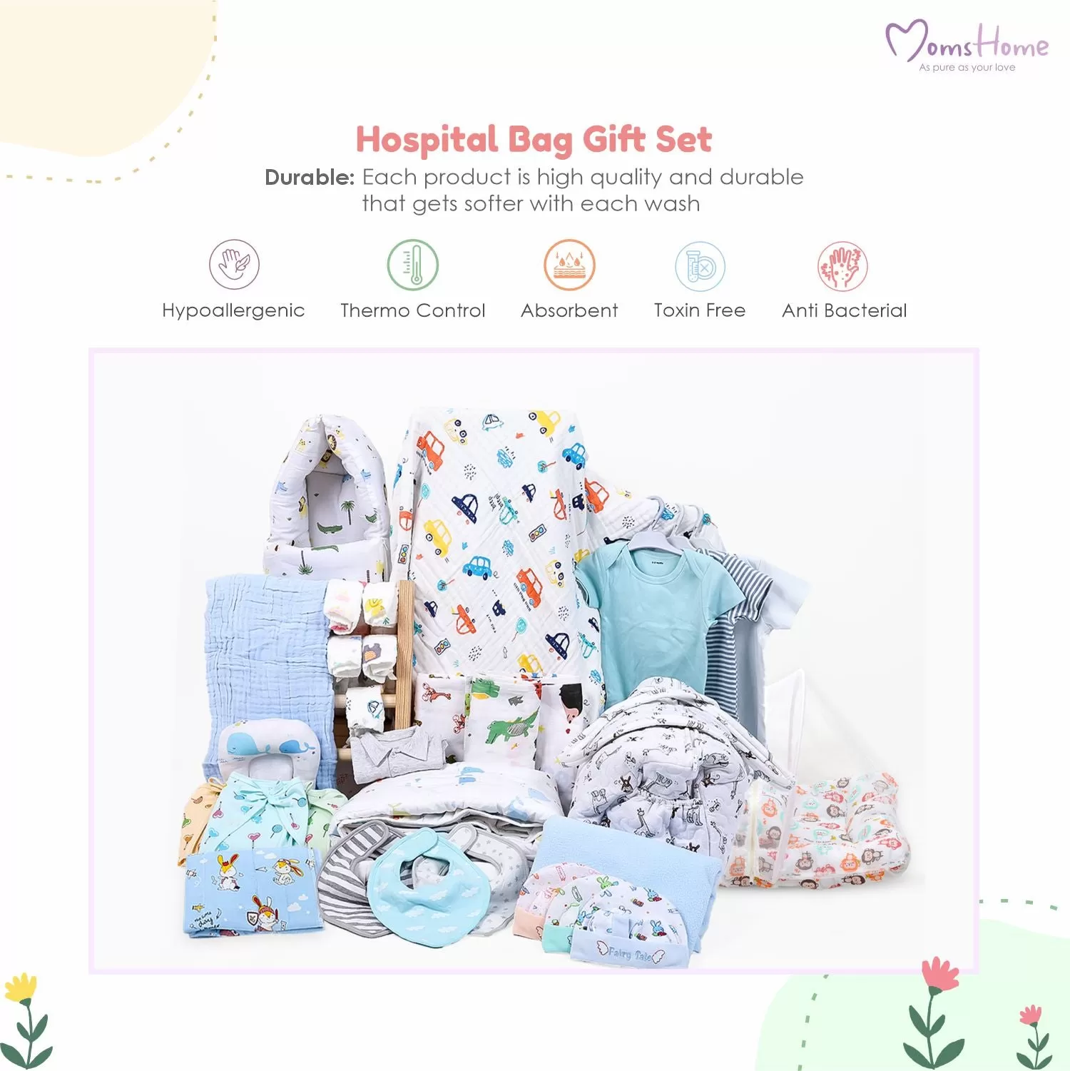 Winter Hospital Kit For Newborn Baby | New Born Baby Essentials Gift Combo | 18 Items | Mixed Design