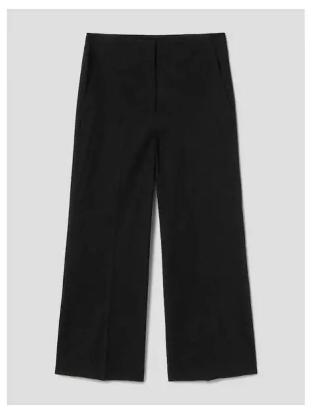 Women s linen t shirtrena wide crop pants black domestic product