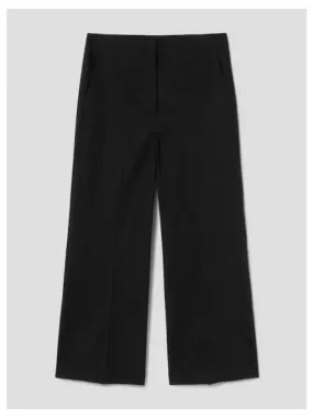 Women s linen t shirtrena wide crop pants black domestic product