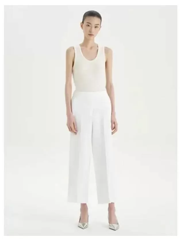 Women s Linen Viscose Relaxed Fit Straight Pants Trousers Ivory Domestic Product