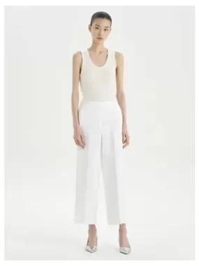 Women s Linen Viscose Relaxed Fit Straight Pants Trousers Ivory Domestic Product