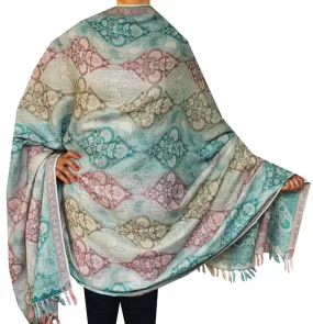 Wool Jamawar Shawl Scarves Paisley Womens Indian Clothing (82 x 42 inches)