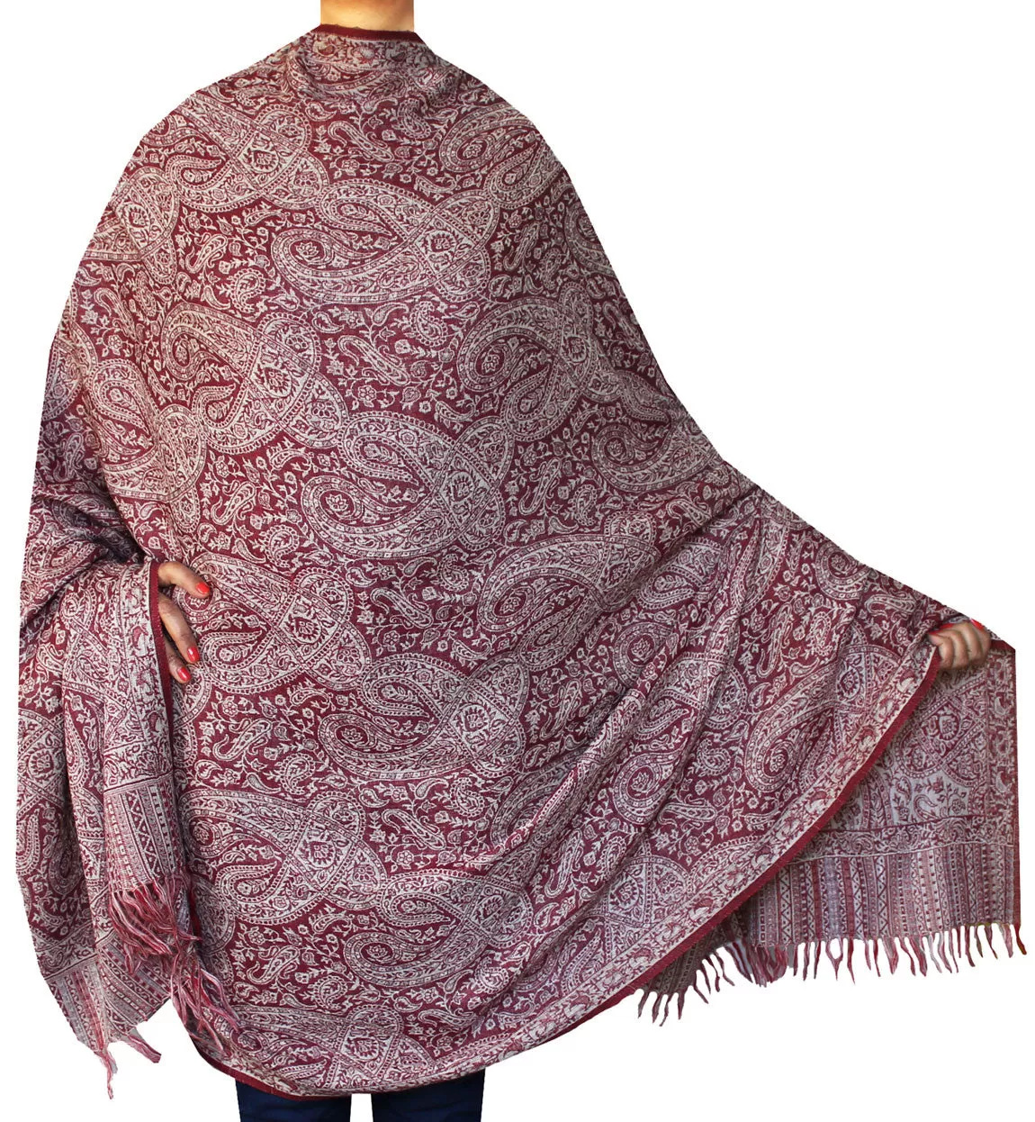 Wool Shawl Scarves Paisley Womens Indian Clothing (82 x 42 inches)