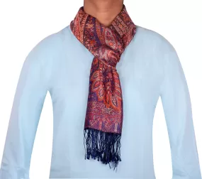 Wool Silk Paisley Scarf Unisex Men's Women's Muffler India Gift (64 x 13 inches)