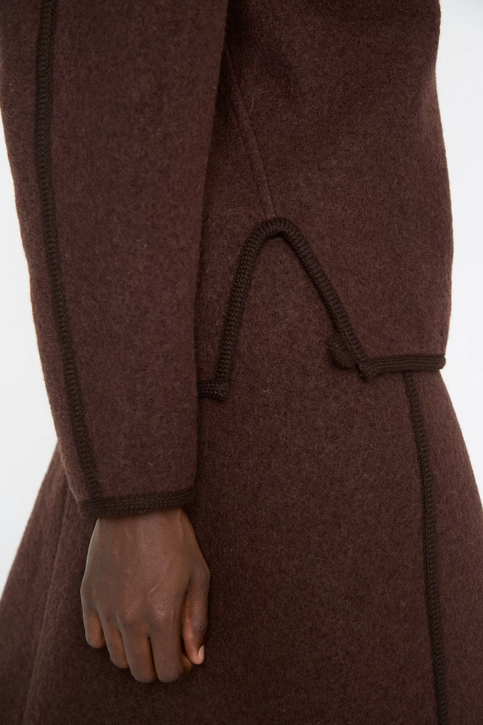 Wool Zip Neck Sweater in Choco