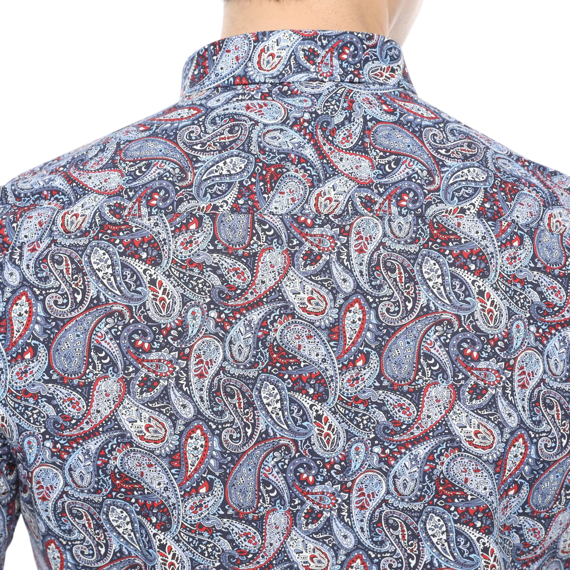 Xact Mens Long Sleeved Paisley Shirt - Slim Fit