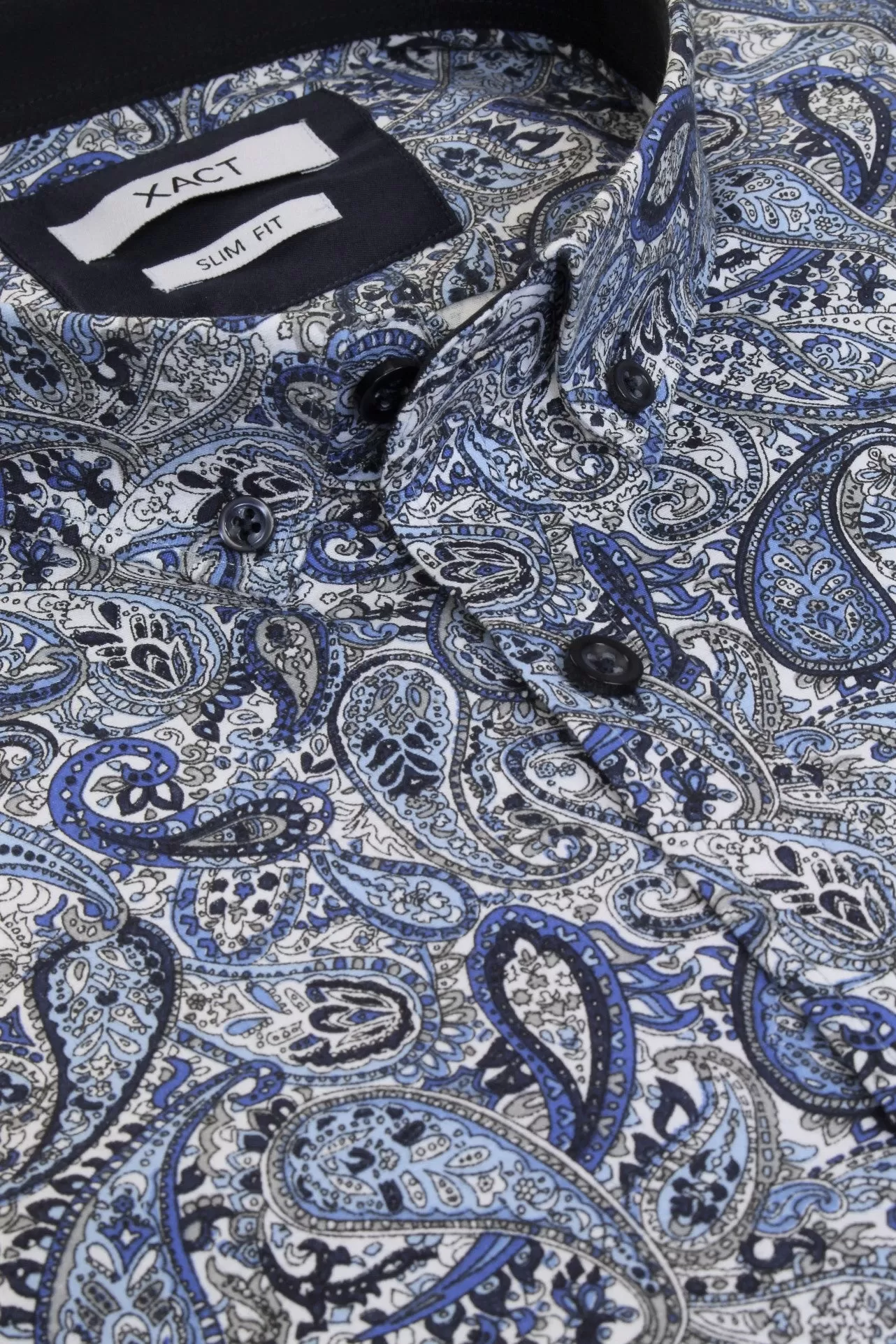 Xact Mens Long Sleeved Paisley Shirt - Slim Fit