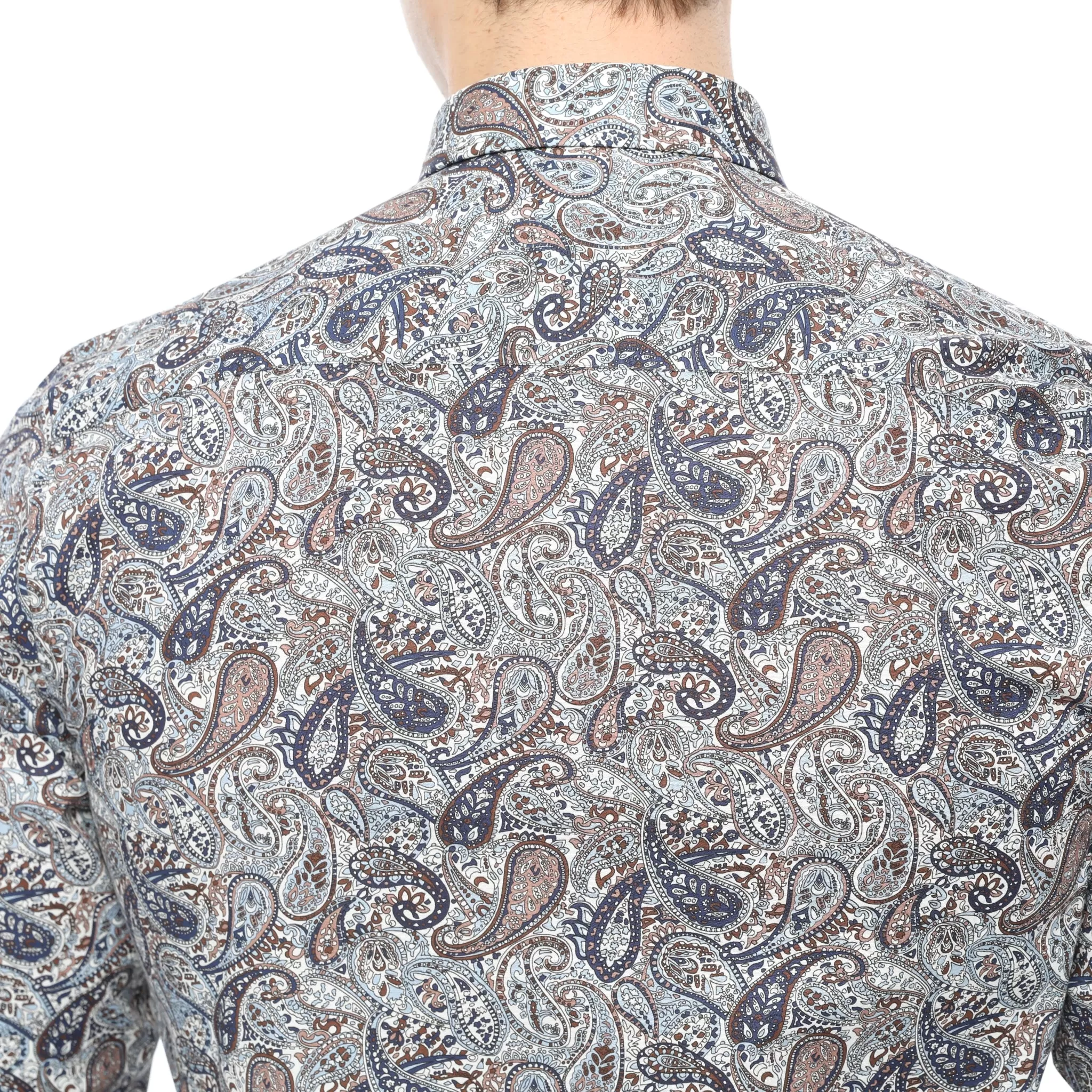 Xact Mens Long Sleeved Paisley Shirt - Slim Fit