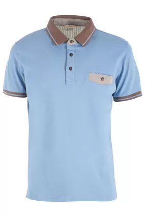 Yes Zee men's short sleeve polo shirt with pocket T716-S400-0633 light blue